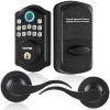 VEVOR Fingerprint Door Lock with 2 Level Handles, Keyless Entry Door Lock with Fingerprint/Keypad Code/Key, Auto Lock, Electronic Keypad Deadbolt with