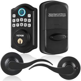 VEVOR Fingerprint Door Lock with 2 Level Handles, Keyless Entry Door Lock with Fingerprint/Keypad Code/Key, Auto Lock, Electronic Keypad Deadbolt with