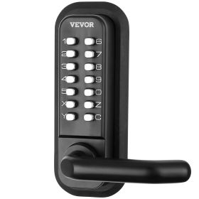 VEVOR Mechanical Keyless Entry Door Lock, 14 Digit Keypad, Double-sided Embedded Outdoor Gate Door Locks Set with Handle and Keypad, Water-proof Zinc