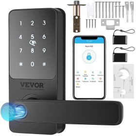 VEVOR Smart Lock, 5-in-1 Smart Door Knob, Fingerprint Deadbolt with App Control, Bluetooth Smart Lock, Keyless Entry Door Lock with Handle, Biometric