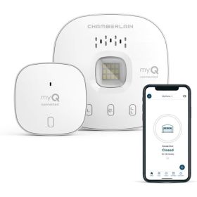 CHAMBERLAIN Smart Garage Control - Wireless Garage Hub and Sensor with Wifi & Bluetooth - Smartphone Controlled, myQ-G0401-ES, White