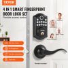 VEVOR Fingerprint Door Lock with 2 Level Handles, Keyless Entry Door Lock with Fingerprint/Keypad Code/Key, Auto Lock, Electronic Keypad Deadbolt with