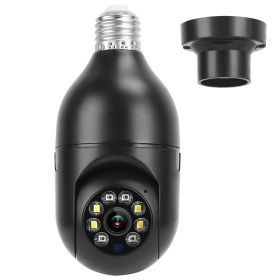 E27 WiFi Bulb Camera 1080P FHD WiFi IP Pan Tilt Security Surveillance Camera with Two-Way Audio Night Vision Motion Detection Function APP Control (Color: Black, size: One size)