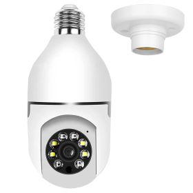 E27 WiFi Bulb Camera 1080P FHD WiFi IP Pan Tilt Security Surveillance Camera with Two-Way Audio Night Vision Motion Detection Function APP Control (Color: White, size: One size)